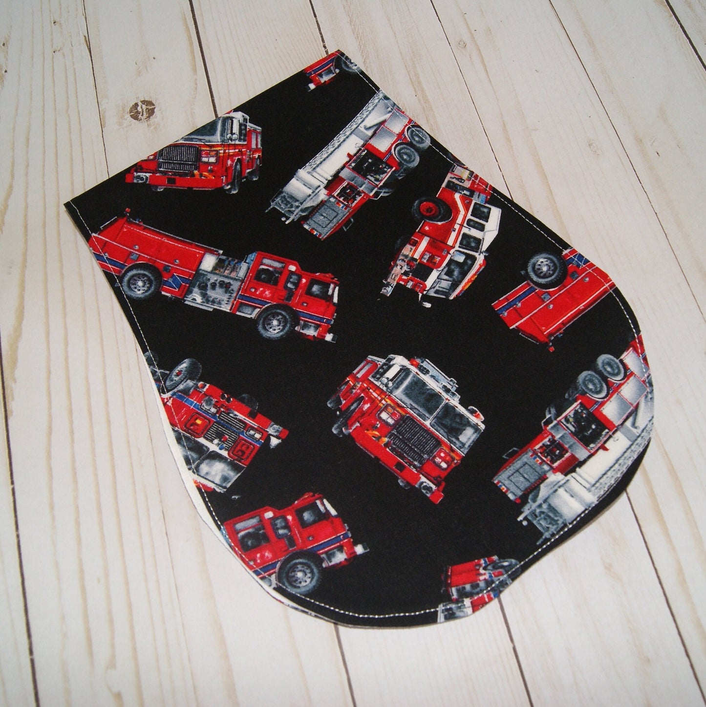 Fire Truck Bib and Burp Cloth Set