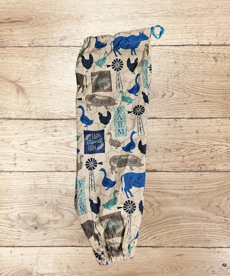 Blue Farm Animals Grocery Bag Storage