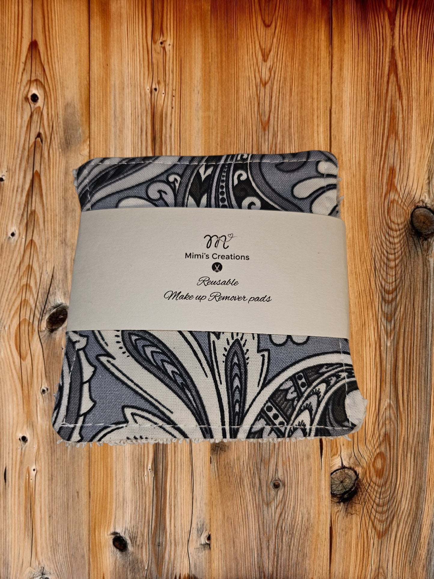 6 pc. Paisley Gray Makeup Remover pads