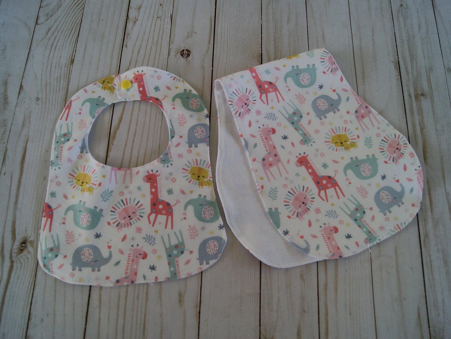 Baby Zoo Animals Bib and Burp Cloth