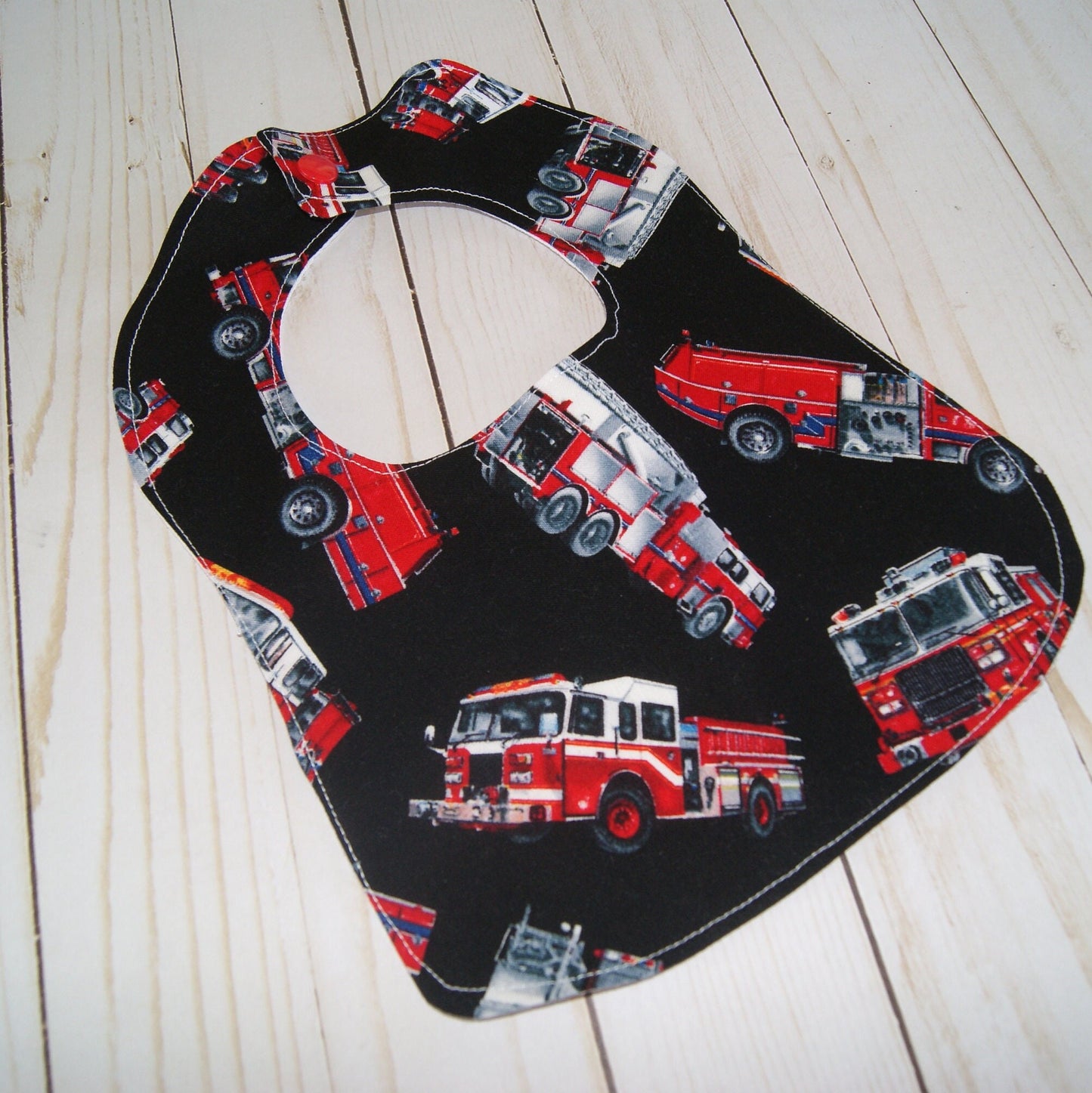 Fire Truck Bib and Burp Cloth Set
