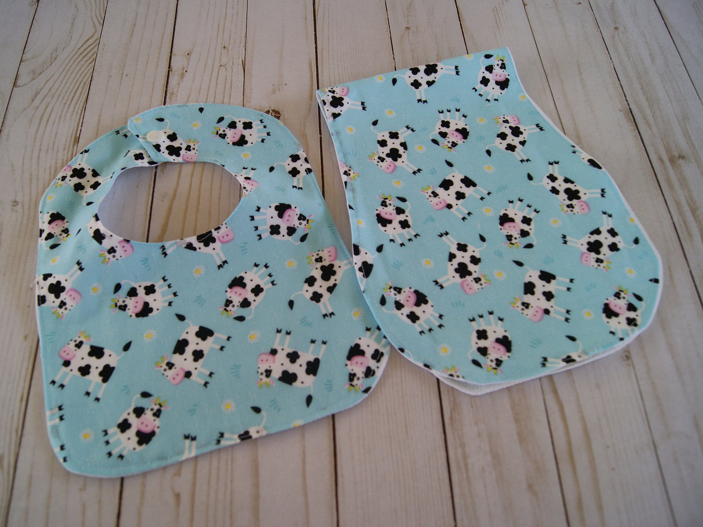 Cow Bib and Burp Cloth