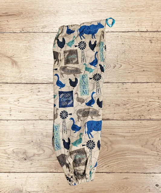 Blue Farm Animals Grocery Bag Storage