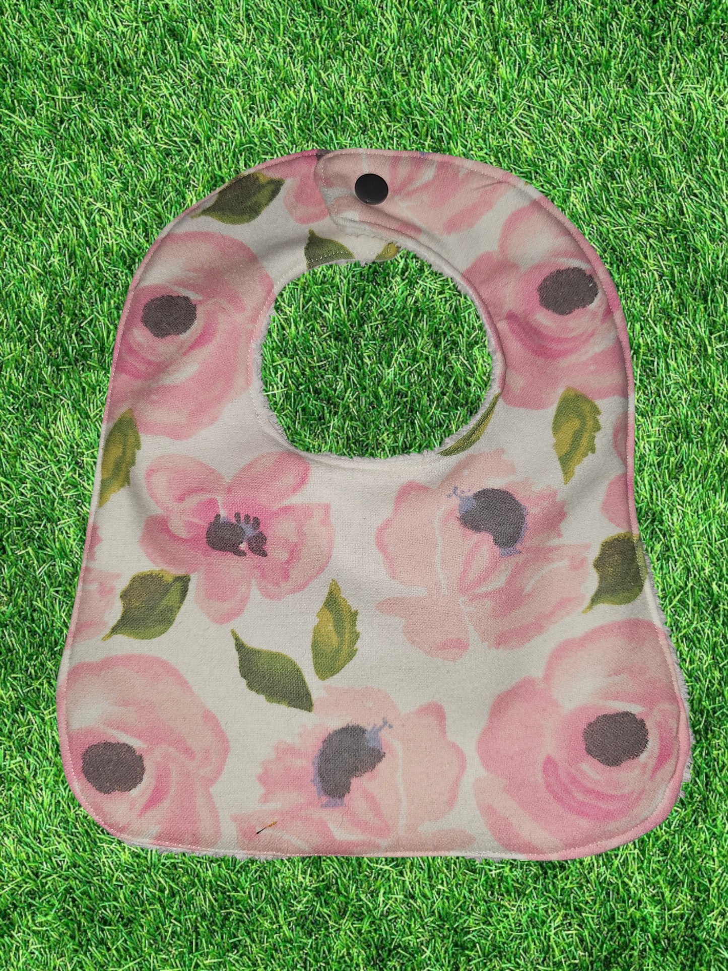 PINK FLORAL INFANT BIB