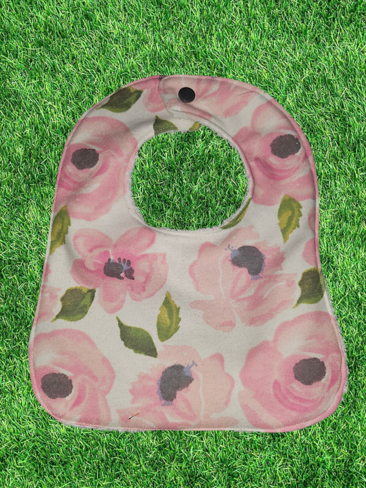 PINK FLORAL INFANT BIB