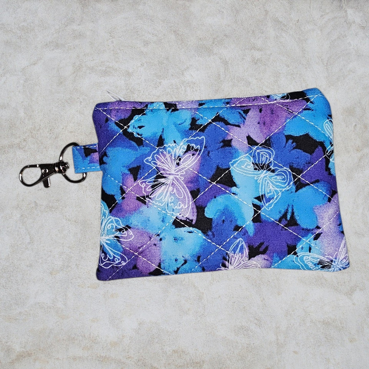 Blue and Purple Butterly wristlet wallet