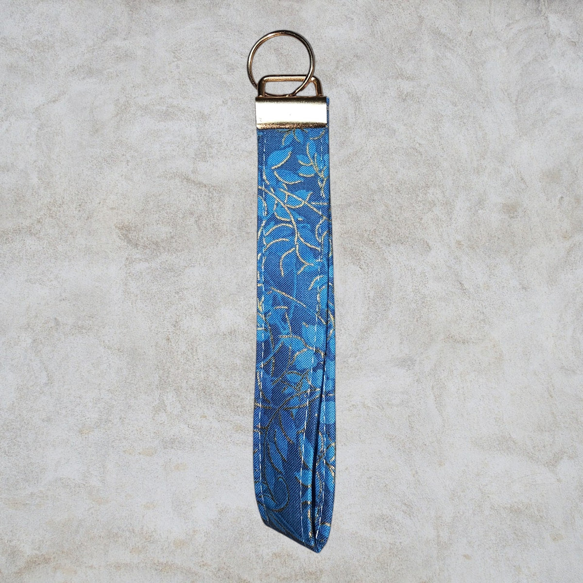 Blue and Gold metallic quilted zipper wristlet wallet
