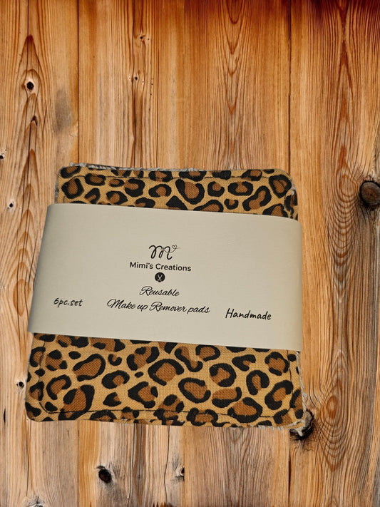Cheetah Print Makeup remover pads 6pc set