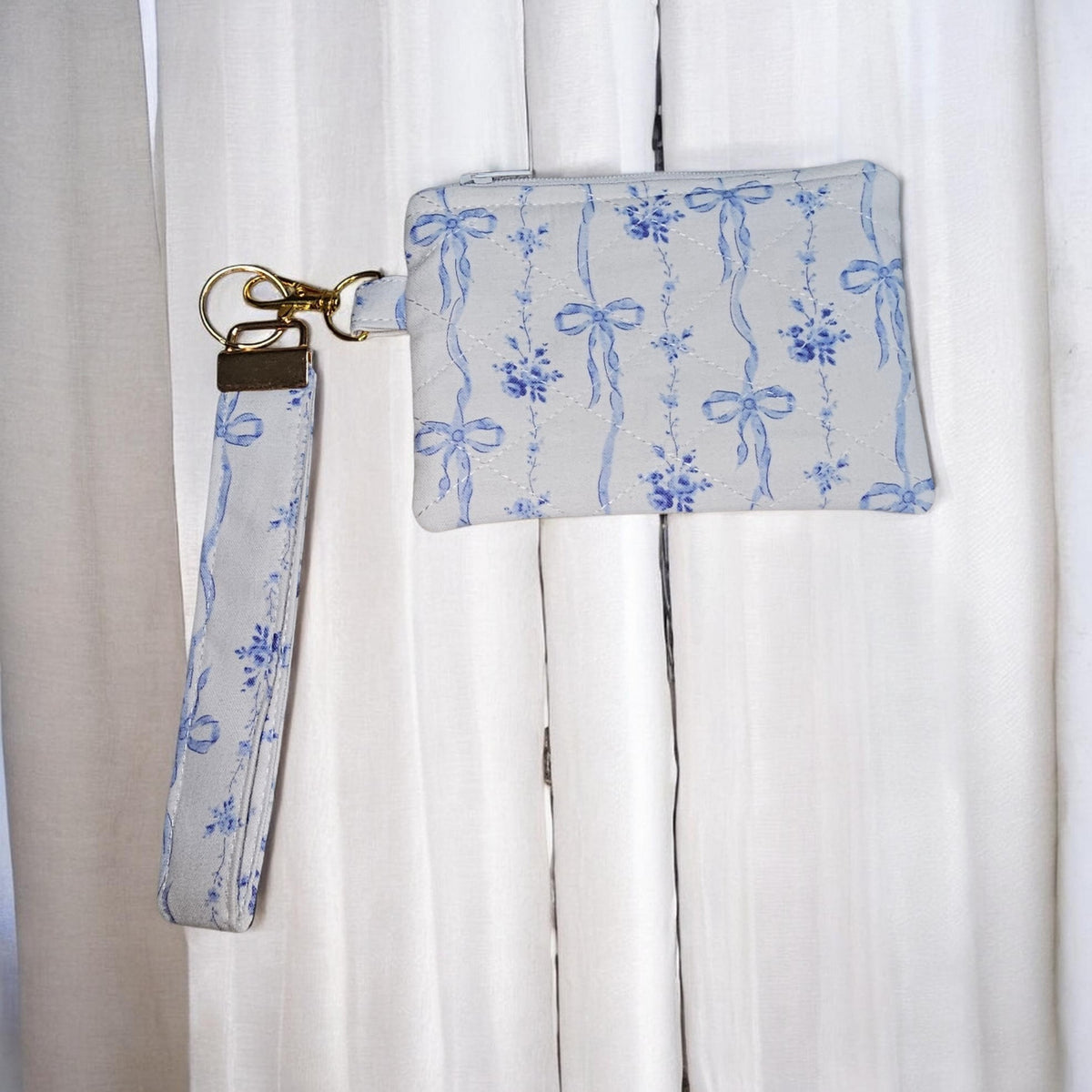 Blue Ribbon Quilted zipper wallet with Wristlet