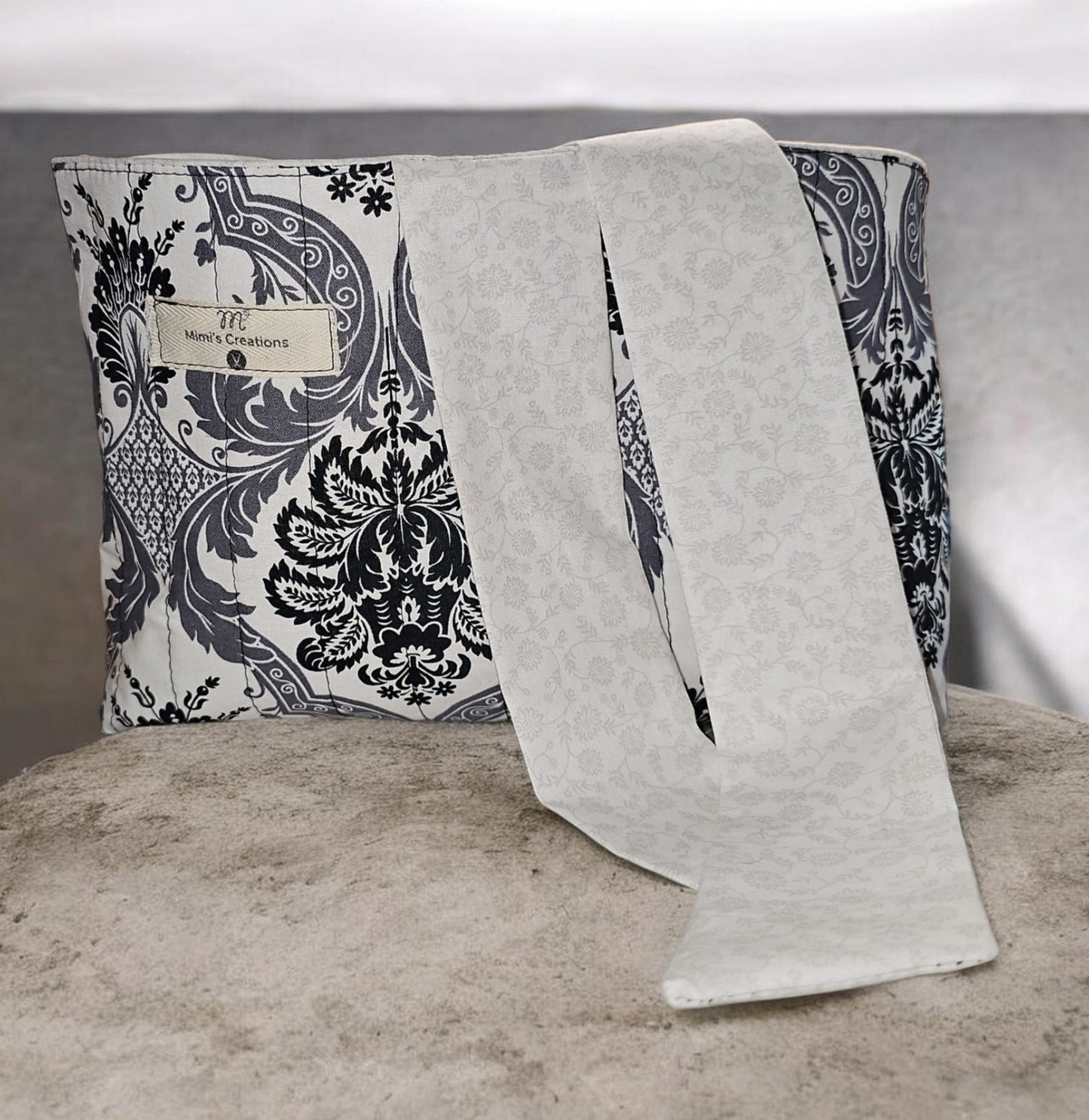 Black and Gray Damask Onyx Print Book/Bible Sleeve