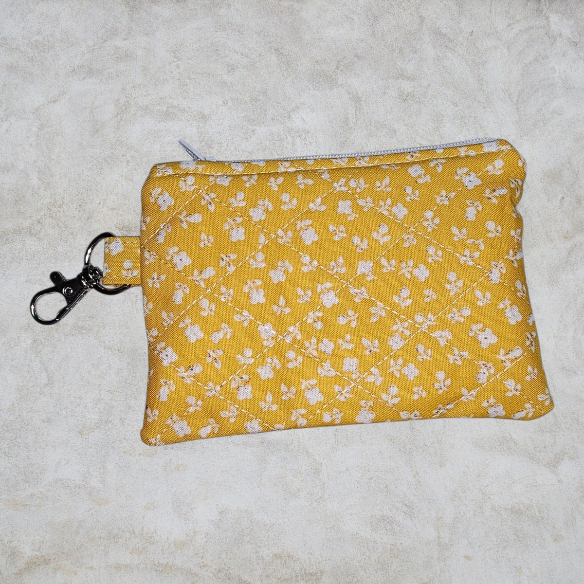 Yellow flower quilted wristlet wallet